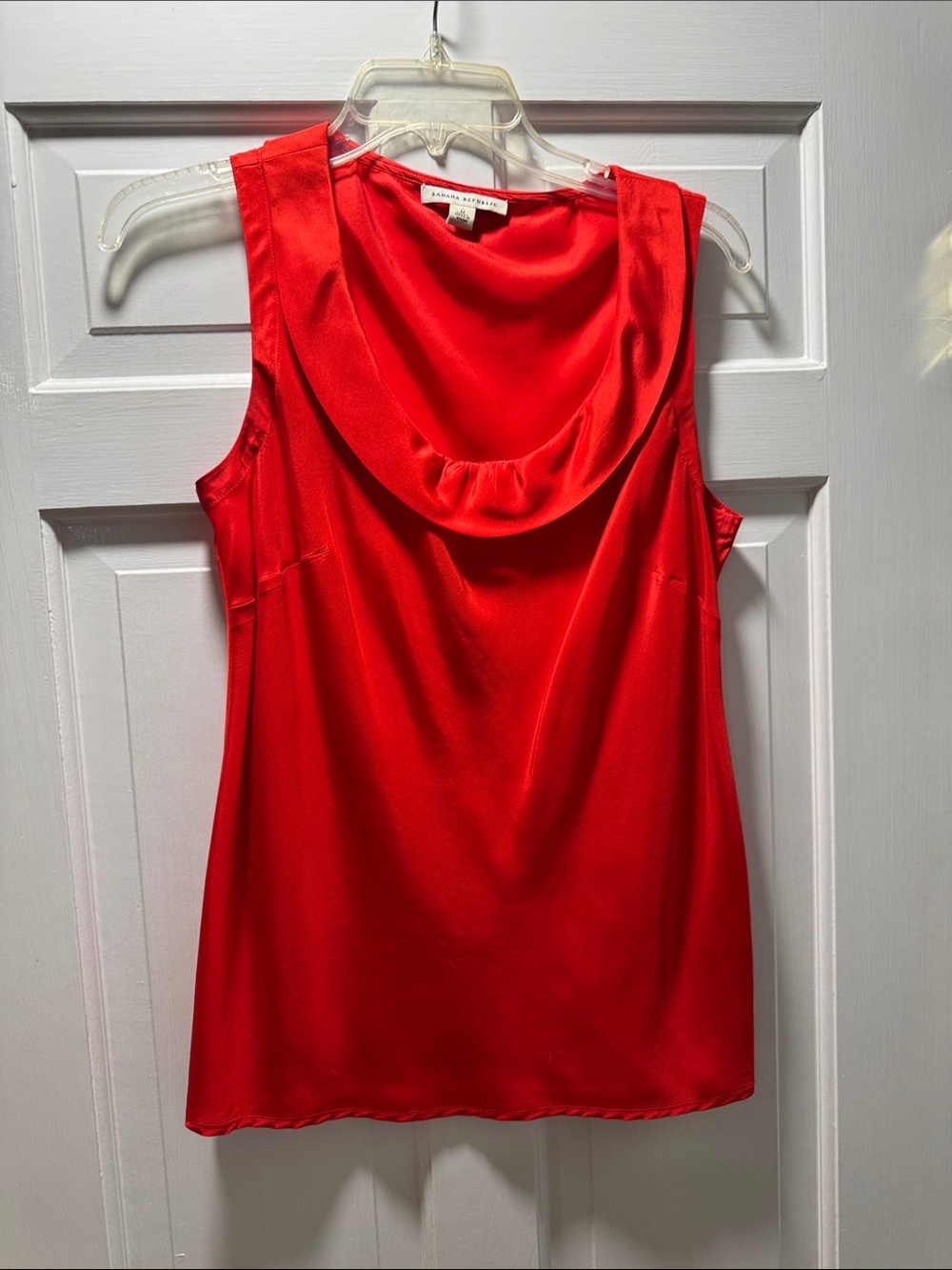 Banana Republic Vibrant Red Draped Cowl Neck Sleeveless Top